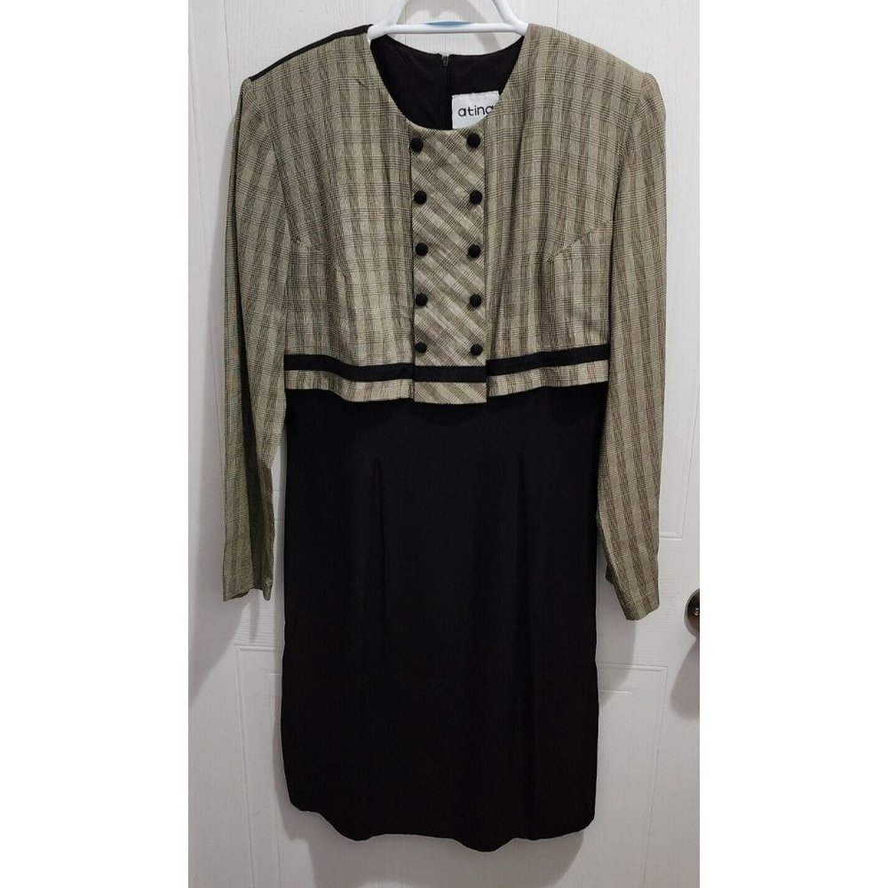 Vintage Atina Women's Long Sleeve Double Breasted Faux 2 Piece‎ Dress Size 6